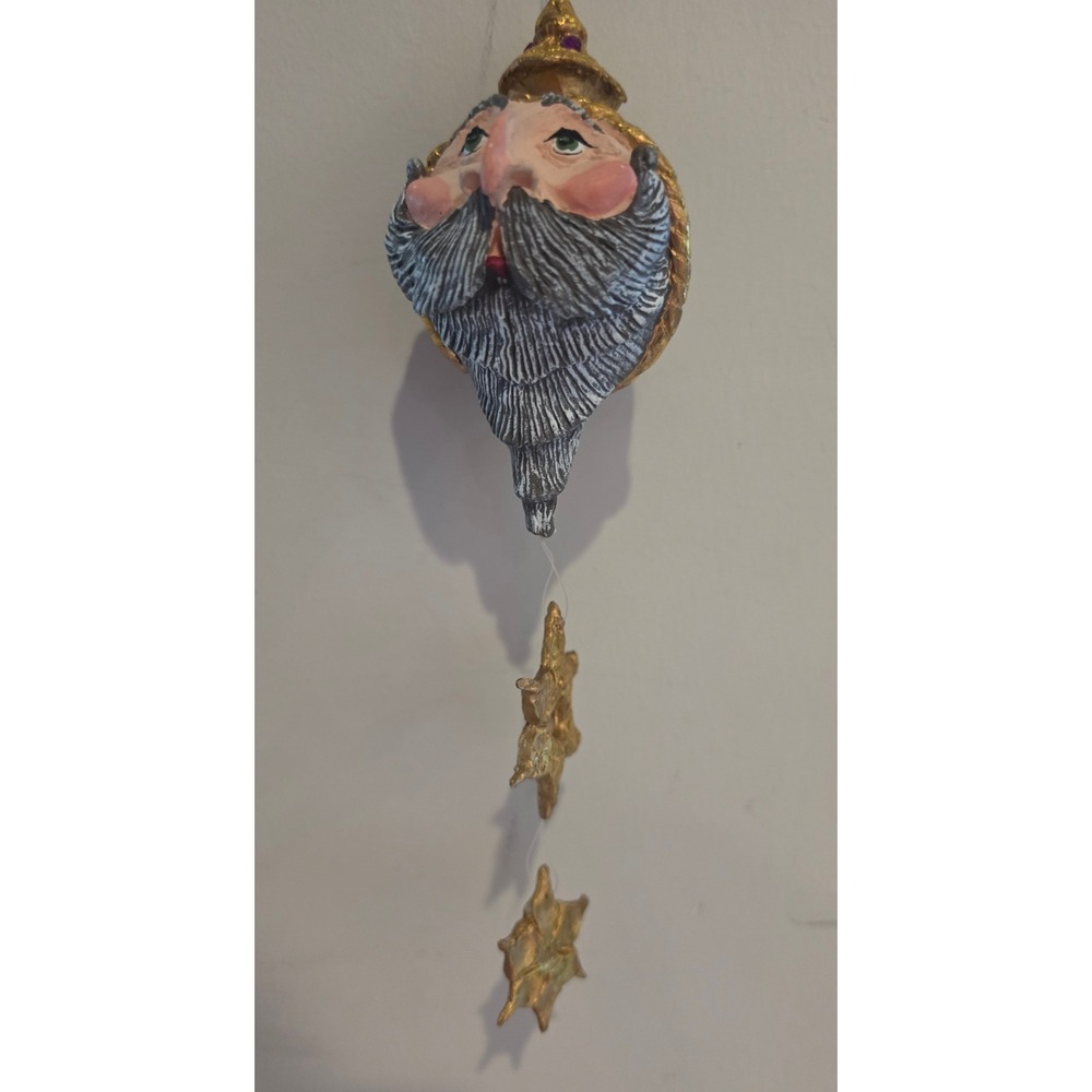 VTG Balthazar Wise Man Christmas Ornament Purple Gold Star Hand Painted 10"
